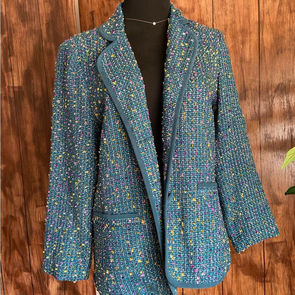 Susan Graver Blue Sequin Blazer
